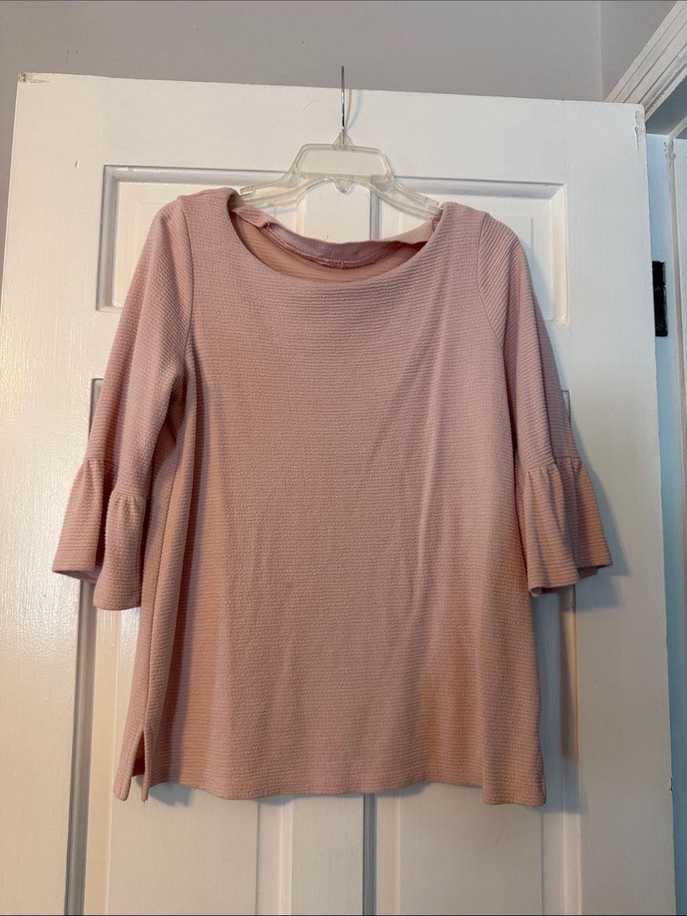 Pleione Blush Pink Ruffle-Sleeve Tunic Top